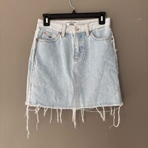 Tommy Hilfiger Light Blue Denim washed distressed mini Skirt